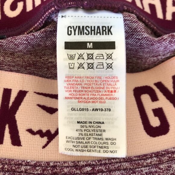 GYMSHARK Leggings Womens Flex Low Rise Waist Spellout Claret Marl Purple… - Picture 11 of 17